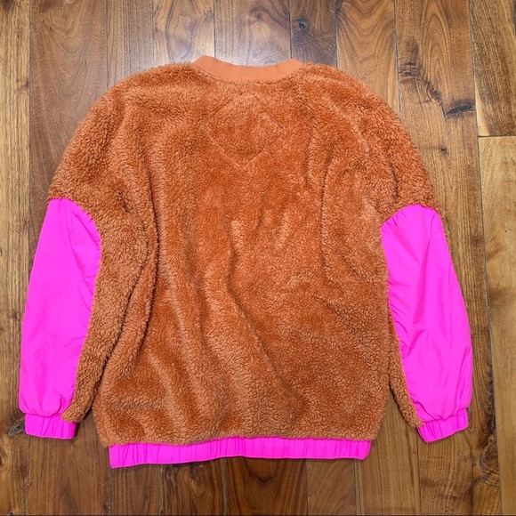 UGG Niko Sherpa / Fleece Crewneck Pullover Sweater Orange / Pink size XS - Picture 10 of 10